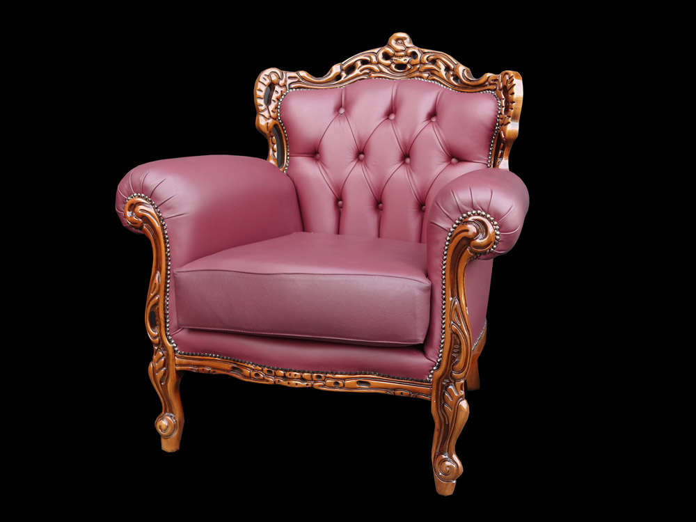 アウトレット 本革張り ロココ調 アームチェア アウトレット 本革張り ロココ調 アームチェア