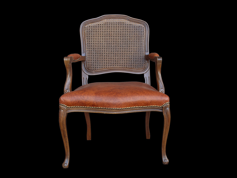 イタリア ルイ15世様式ケインバックフォテイユ 革張り イタリア ルイ15世様式ケインバックフォテイユ 革張り