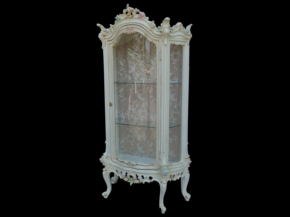 イタリア バロック・ヴィトリーン・キャビネット ホワイトクラック仕上げ イタリア バロック・ヴィトリーン・キャビネット ホワイトクラック仕上げ