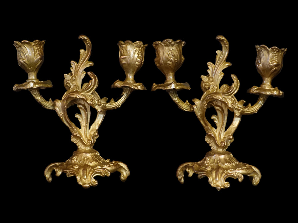 フランスアンティーク ルイ15世様式 ペアキャンドルスタンド H15cm 1900年頃 フランスアンティーク ルイ15世様式 ペアキャンドルスタンド H15cm 1900年頃