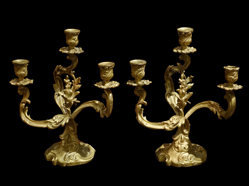 フランスアンティーク ルイ15世様式 ペアキャンドルスタンド H31cm 1900年頃 フランスアンティーク ルイ15世様式 ペアキャンドルスタンド H31cm 1900年頃