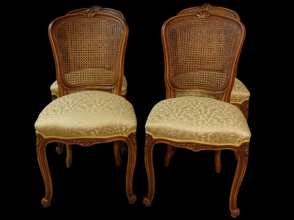 ルイ15世様式 ケインバック・サイドチェア4本セット S113 ルイ15世様式 ケインバック・サイドチェア4本セット S113